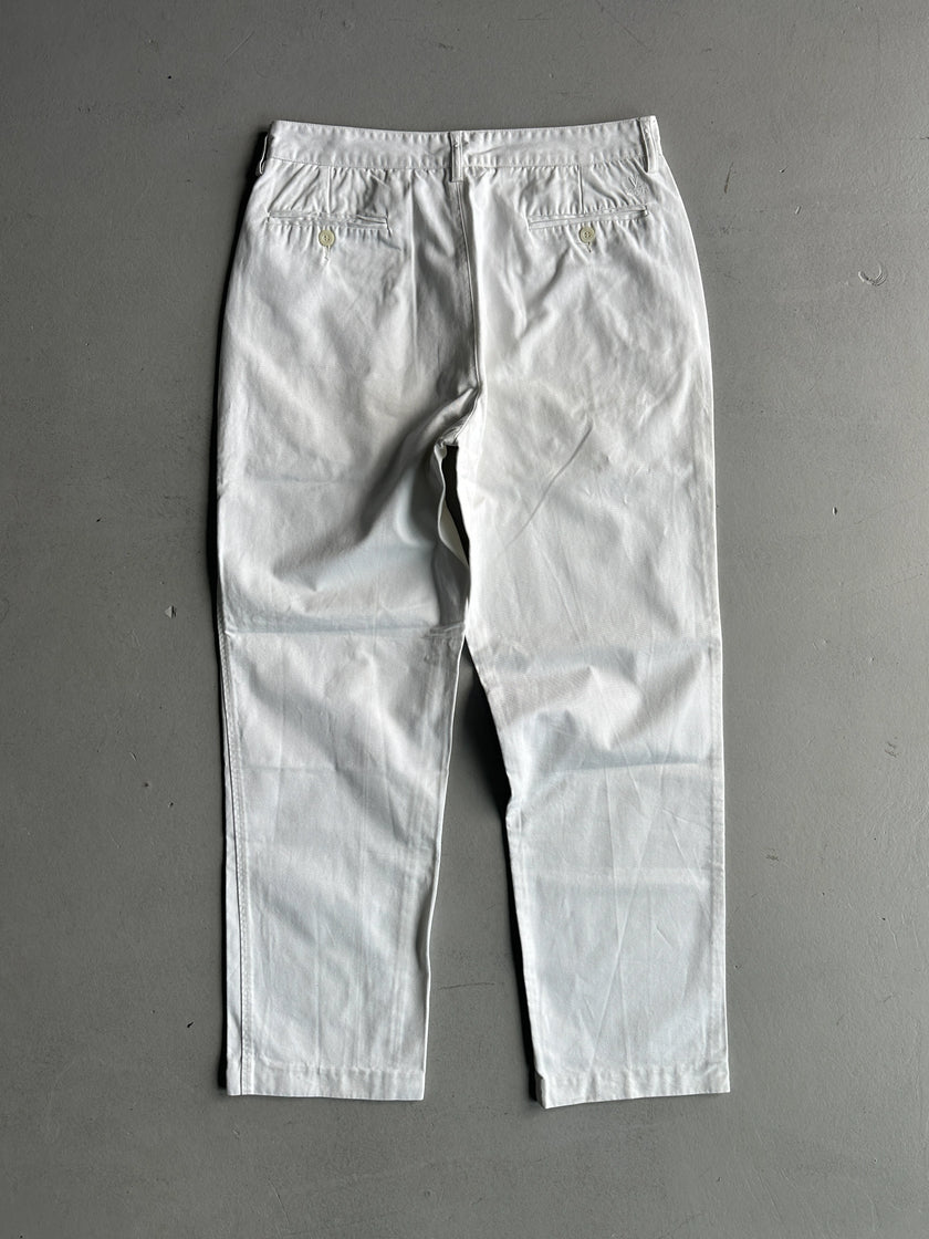 VALENTINO - 1990s STRAIGHT FIT WHITE TROUSERS