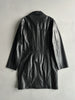 1990s MIDI LENGHT LEATHER COAT WITH CONTRASTING BUTTONS