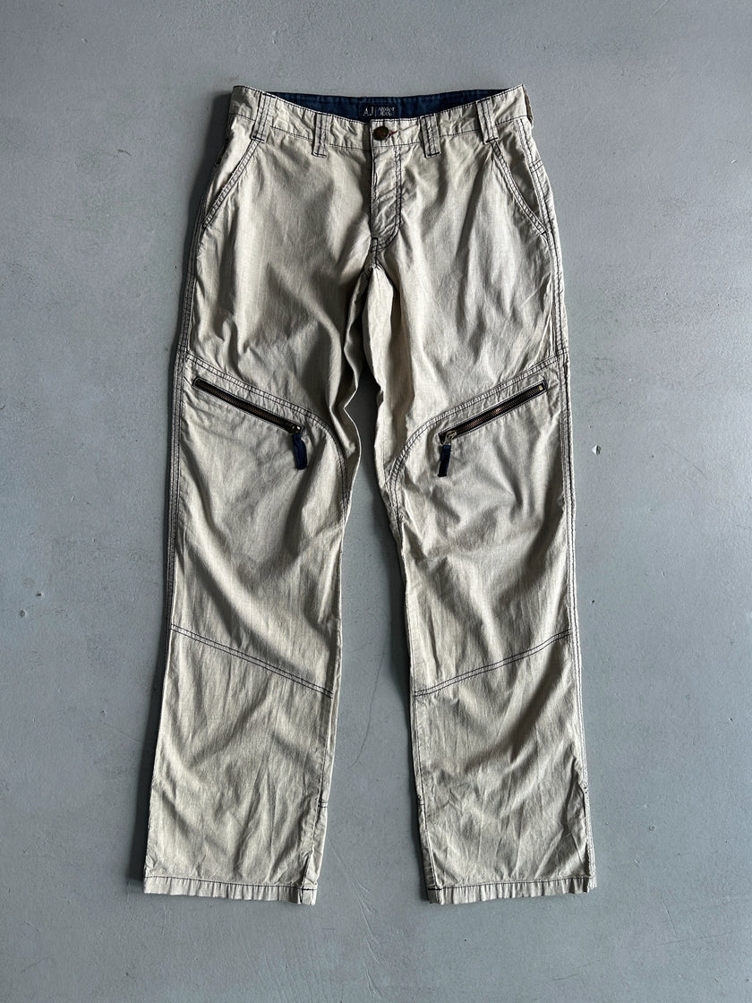 ARMANI JEANS - 1990s CONTRAST STITCHING REGULAR FIT TROUSERS