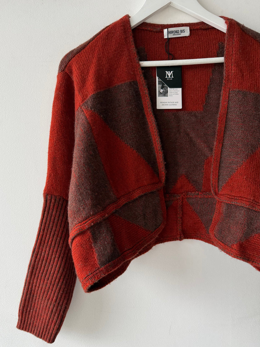 HIROKO KOSHINO  - 2000s OPEN FRONT CROP FIT KNIT CARDIGAN