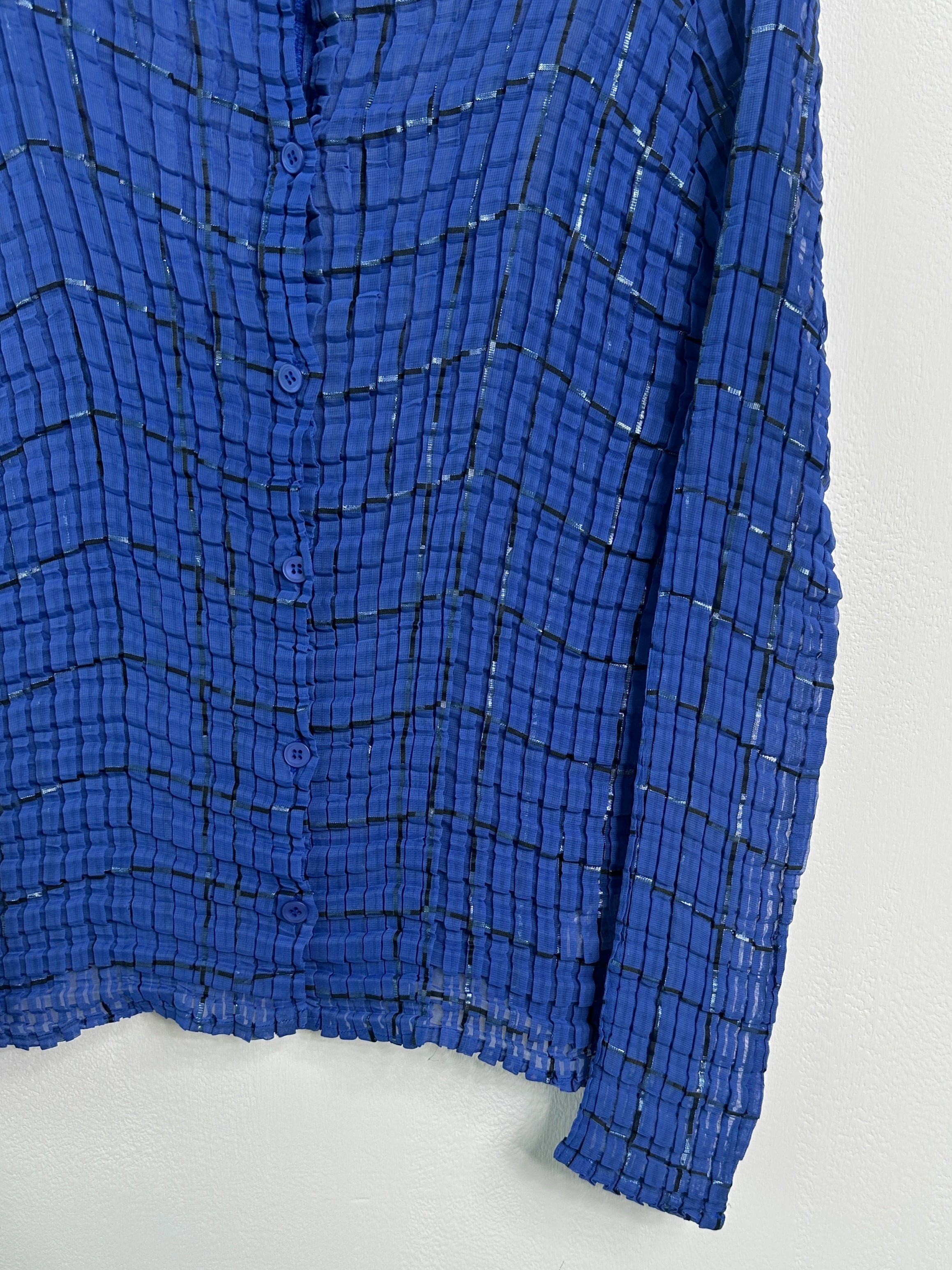 ISSEY MIYAKE - S/S 2001 SHEER PLEATED BUTTONED BLOUSE