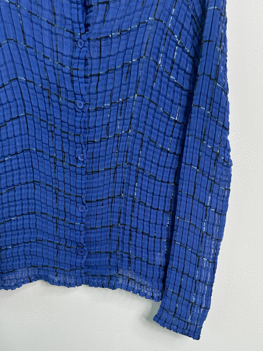 ISSEY MIYAKE - S/S 2001 SHEER PLEATED BUTTONED BLOUSE
