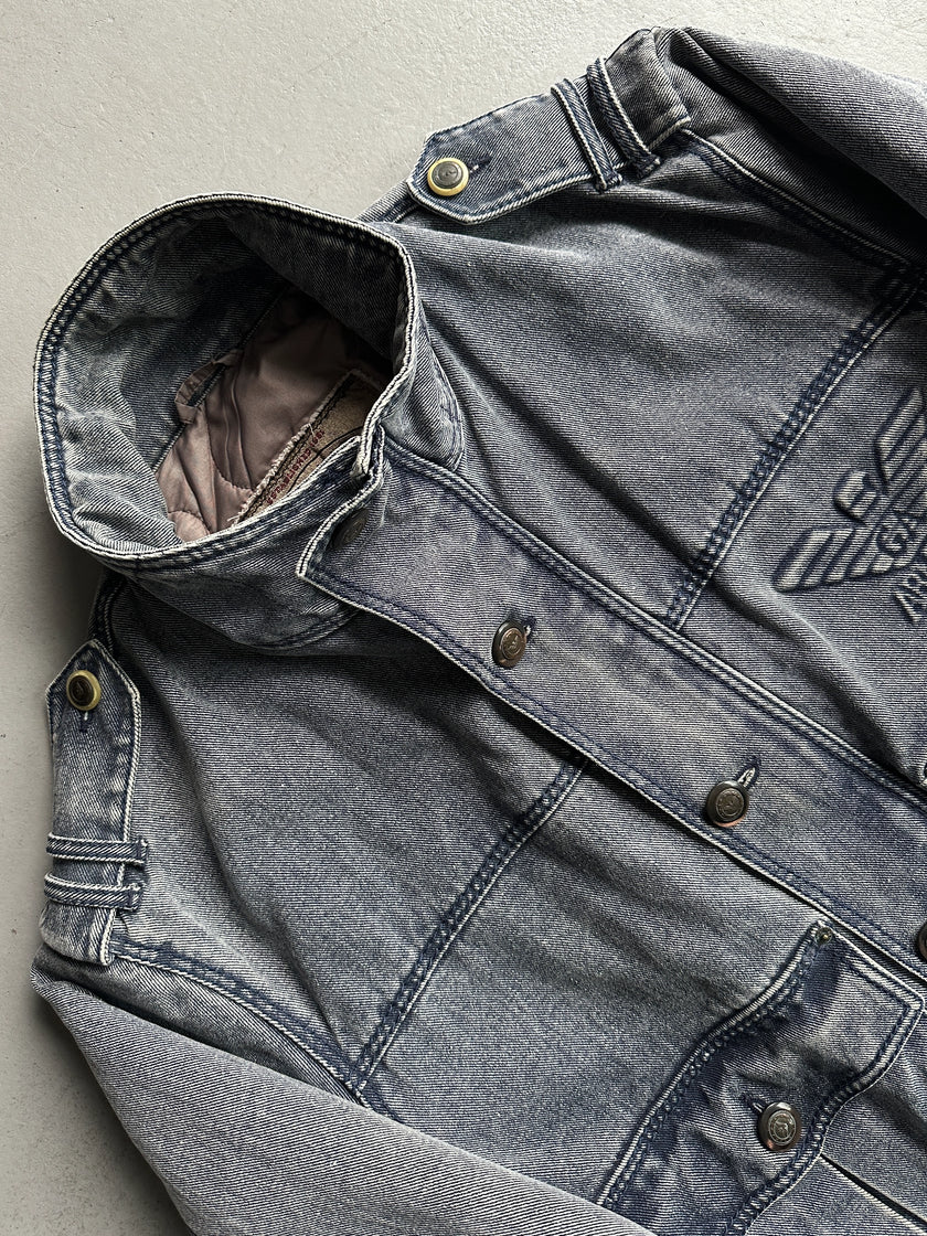 ARMANI JEANS - early 1990s WOOL LINING DENIM BOMBER JACKET