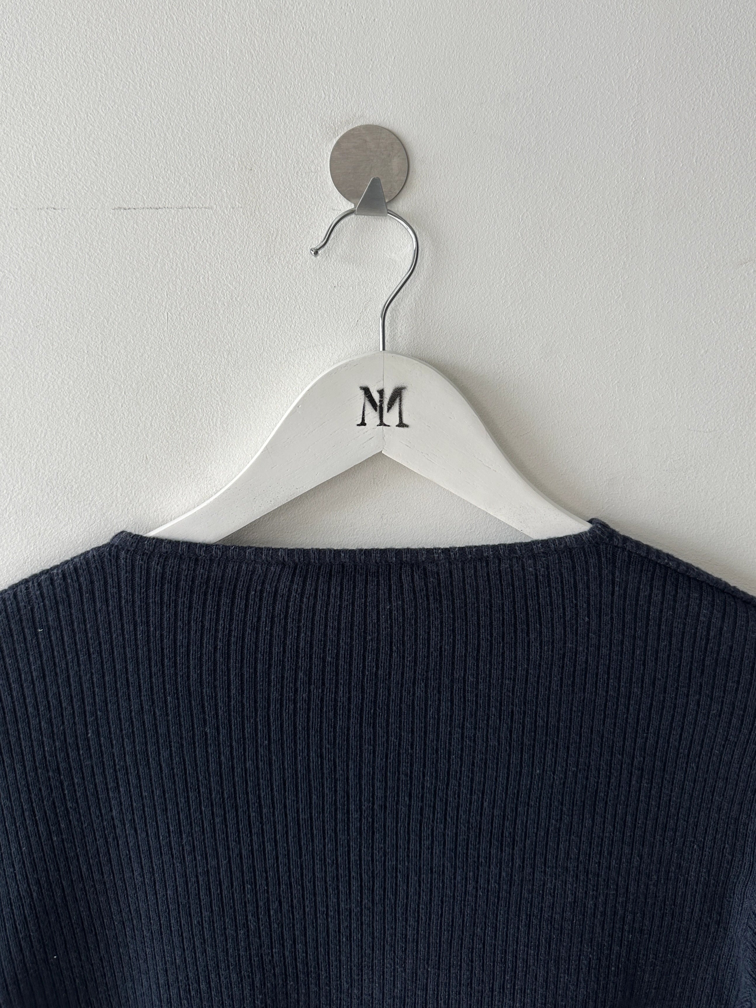 EMPORIO ARMANI - 1980s OPEN SLIT FRONT CROP FIT LONG SLEEVE TOP