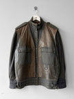 ESCADA - 1980s CONTRASTING LEATHER FRONT LAYERED JACKET