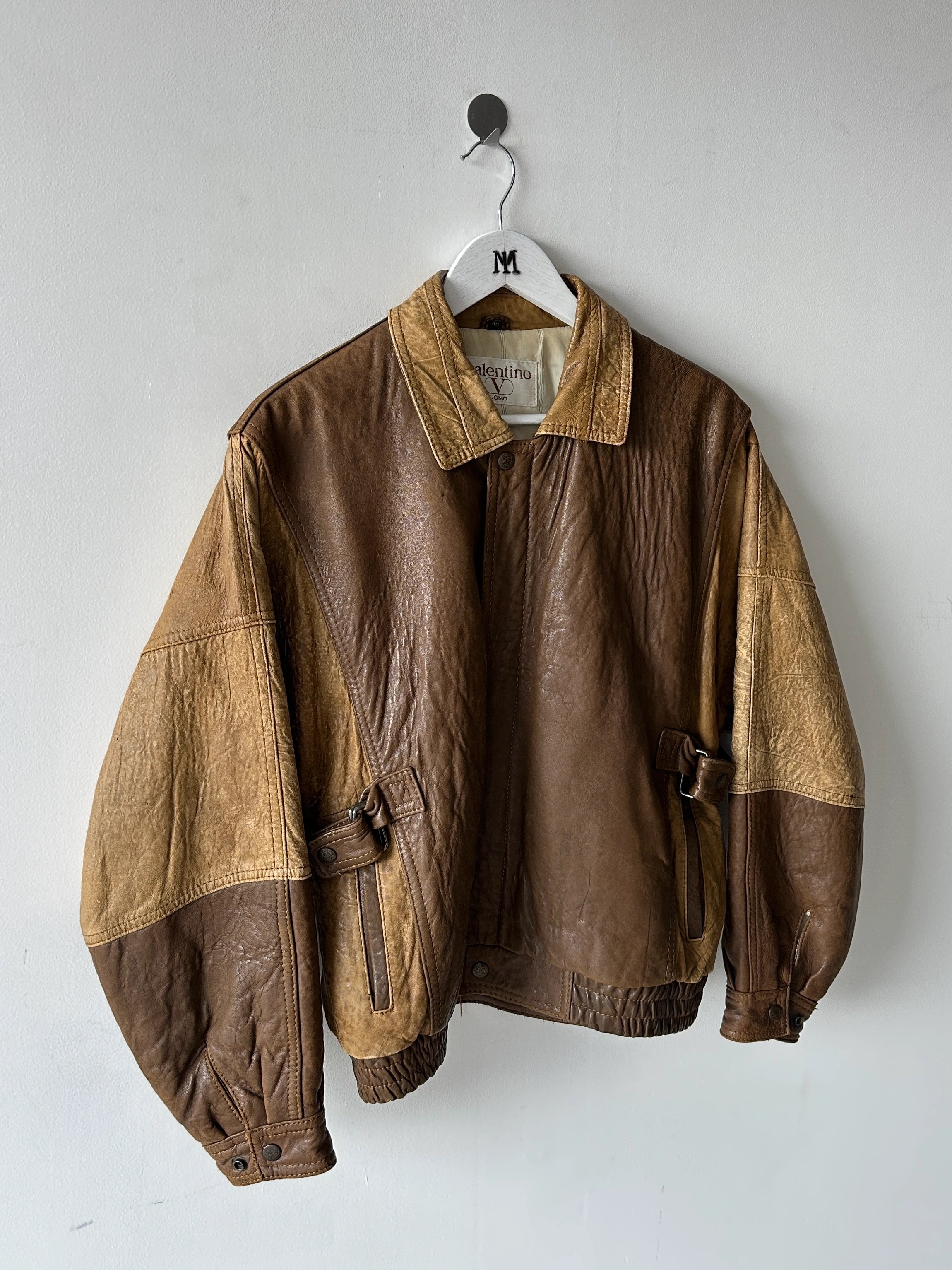 VALENTINO - early 1980s LEATHER BOMBER JACKET