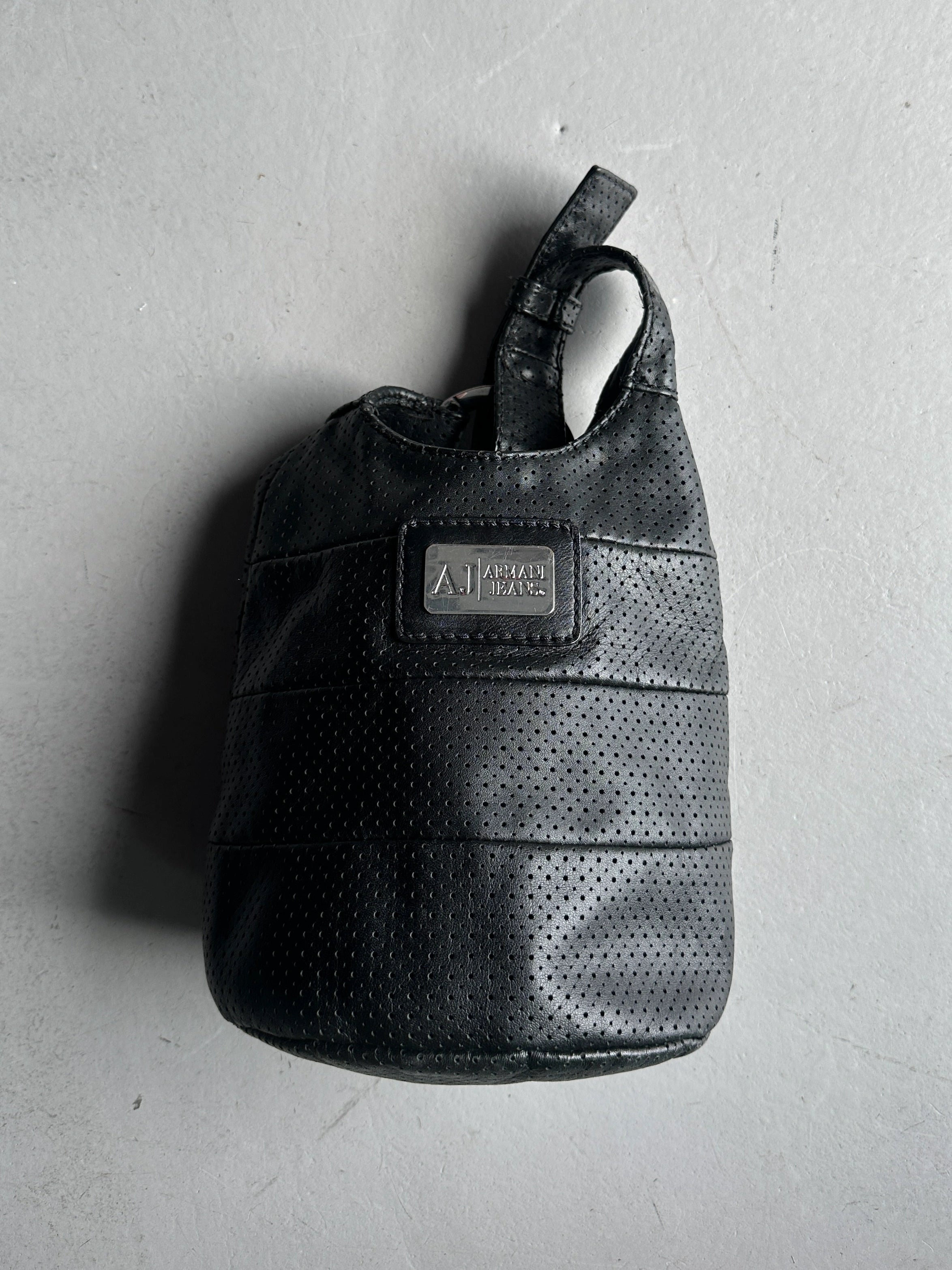 ARMANI JEANS - 2000s PERFORATED LEATHER BUCKET BAG