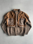 1980s CHUNKY KNIT PANELED JACKET WITH OVERSIZED LEATHER POCKETS