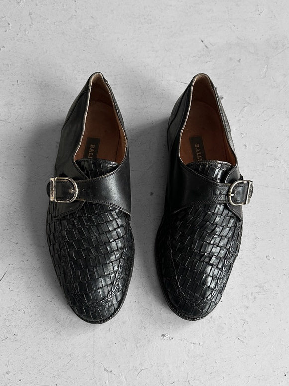 BALLY - 1980s WOVEN MONK STRAP SHOES