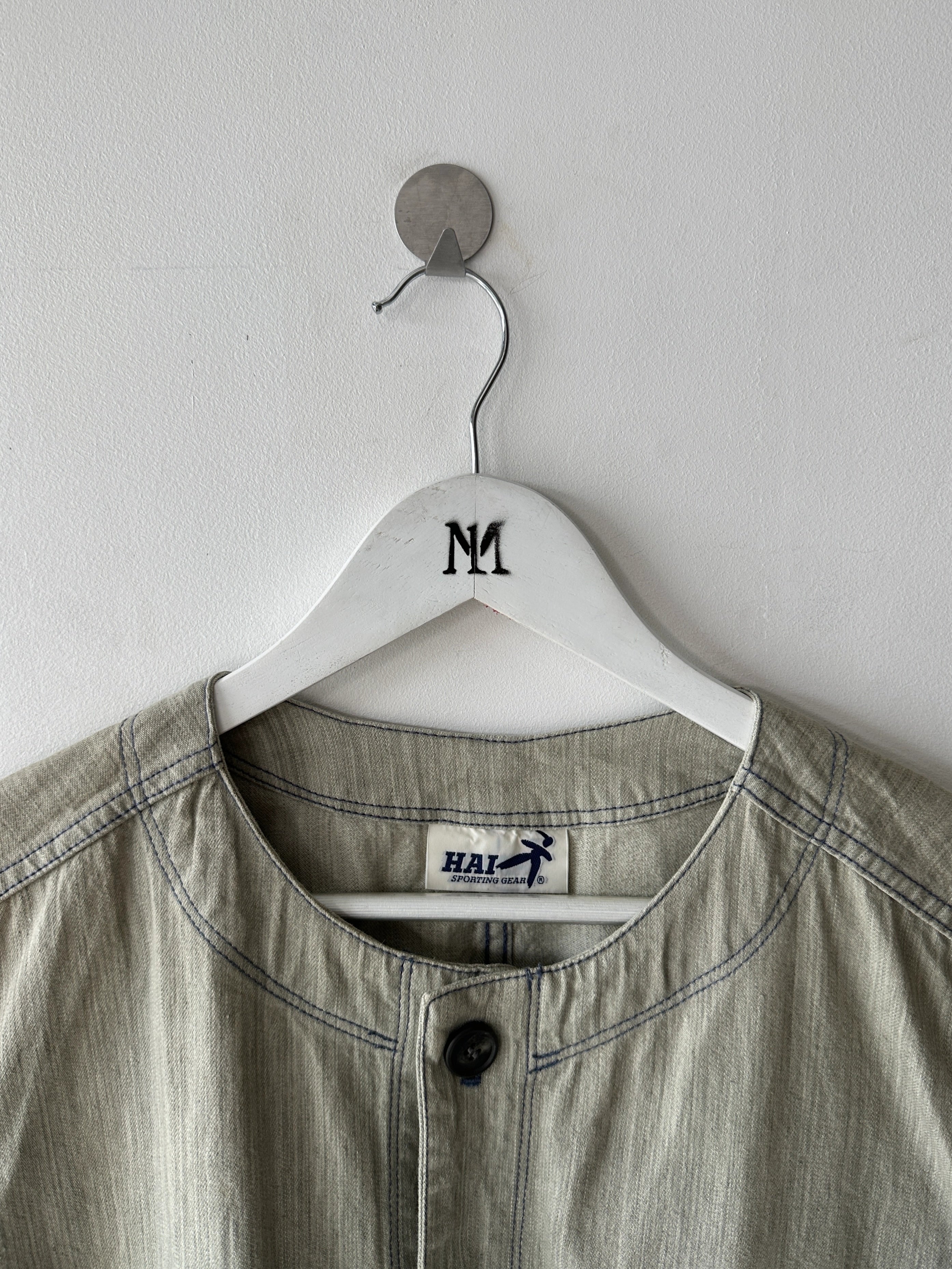 ISSEY MIYAKE HAI - 1980s DENIM COLLARLESS BLAZER