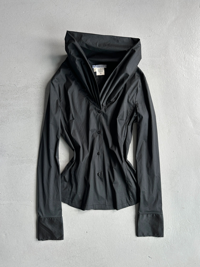 1990s EXTRA WIDE COLLAR BUTTONED BLOUSE