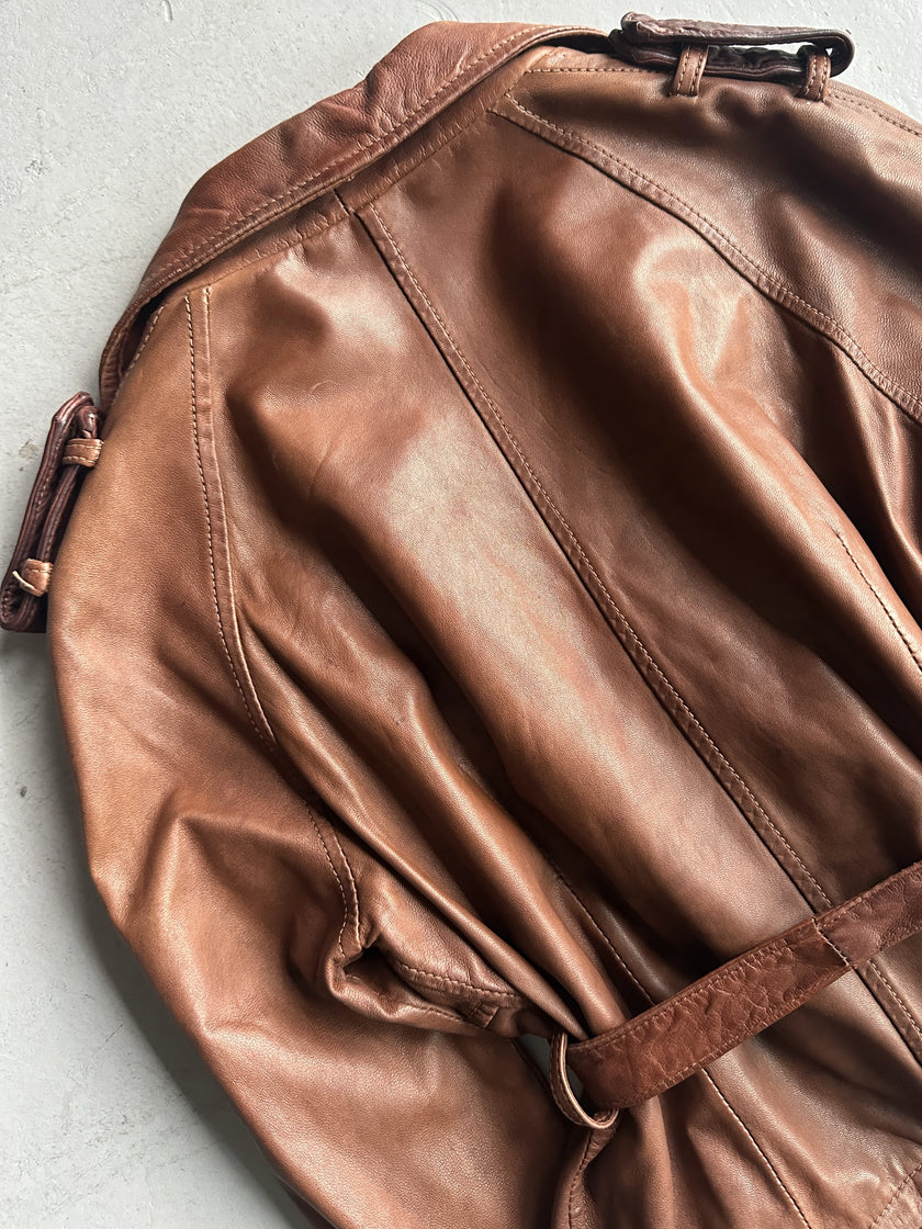GIORGIO BRATO - 2000s SOFT LEATHER BELTED JACKET