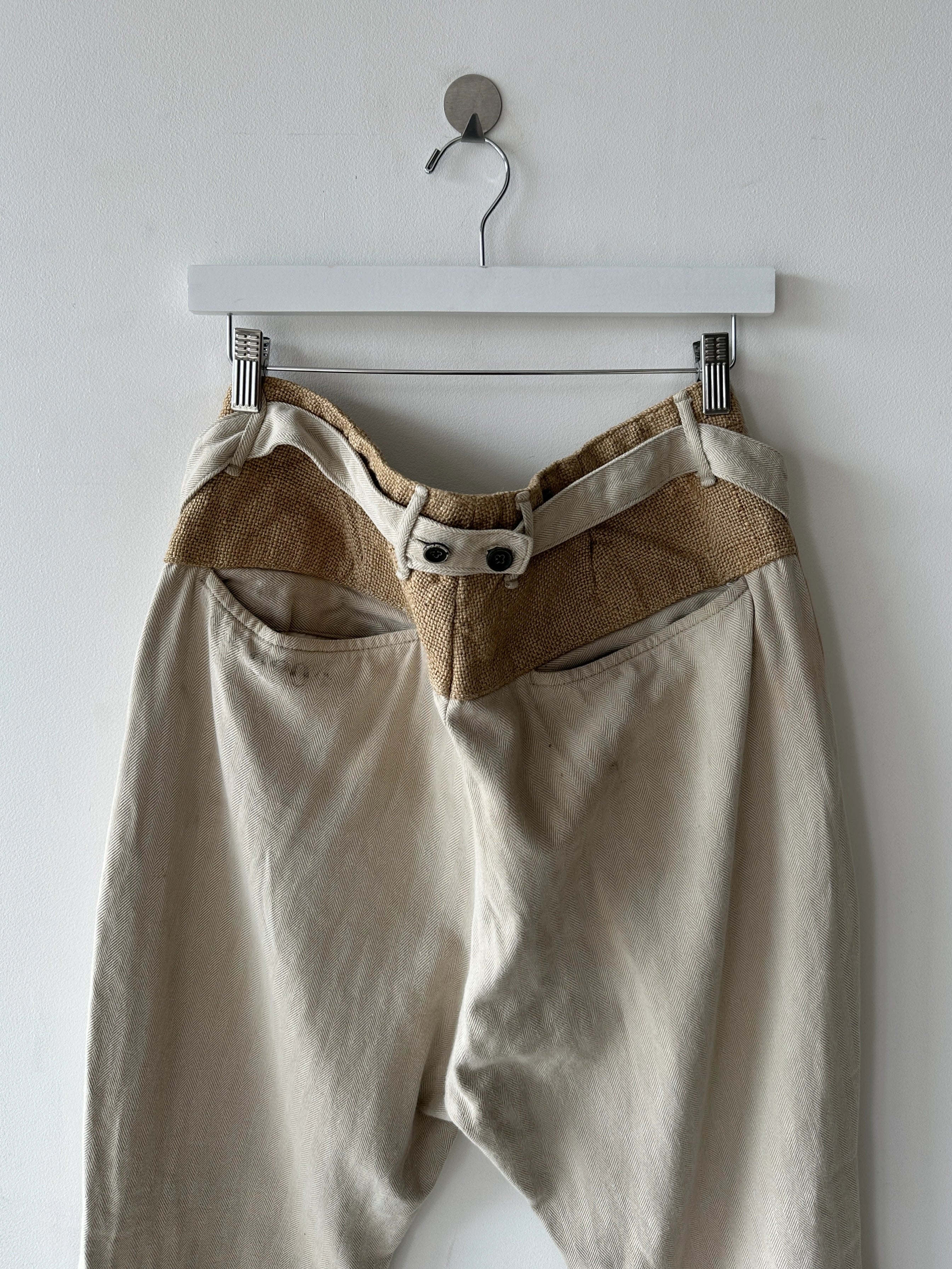 KAPITAL - 1990s LOW CROTCH  TROUSERS WITH WOVEN WAIST PANEL
