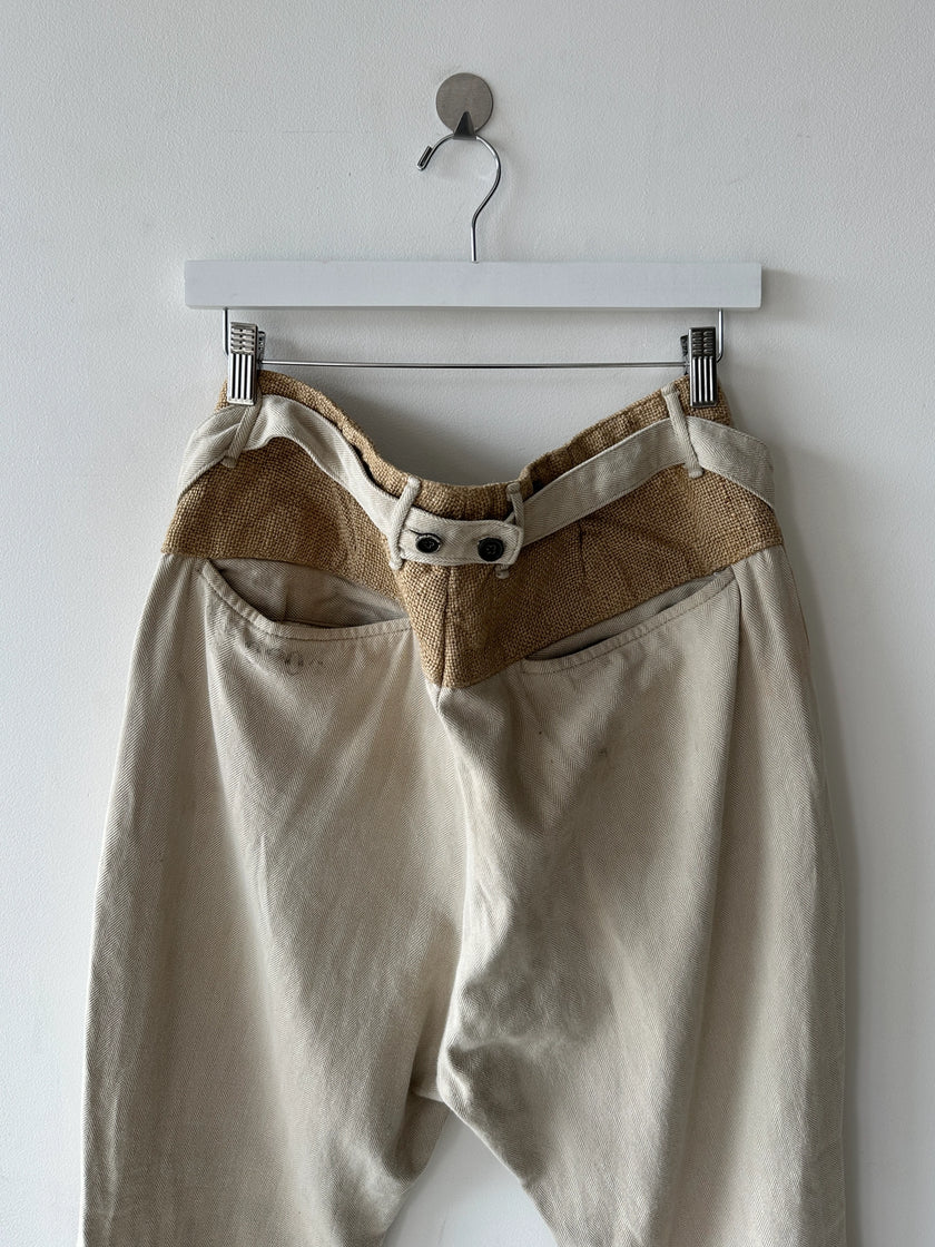 KAPITAL - 1990s LOW CROTCH  TROUSERS WITH WOVEN WAIST PANEL