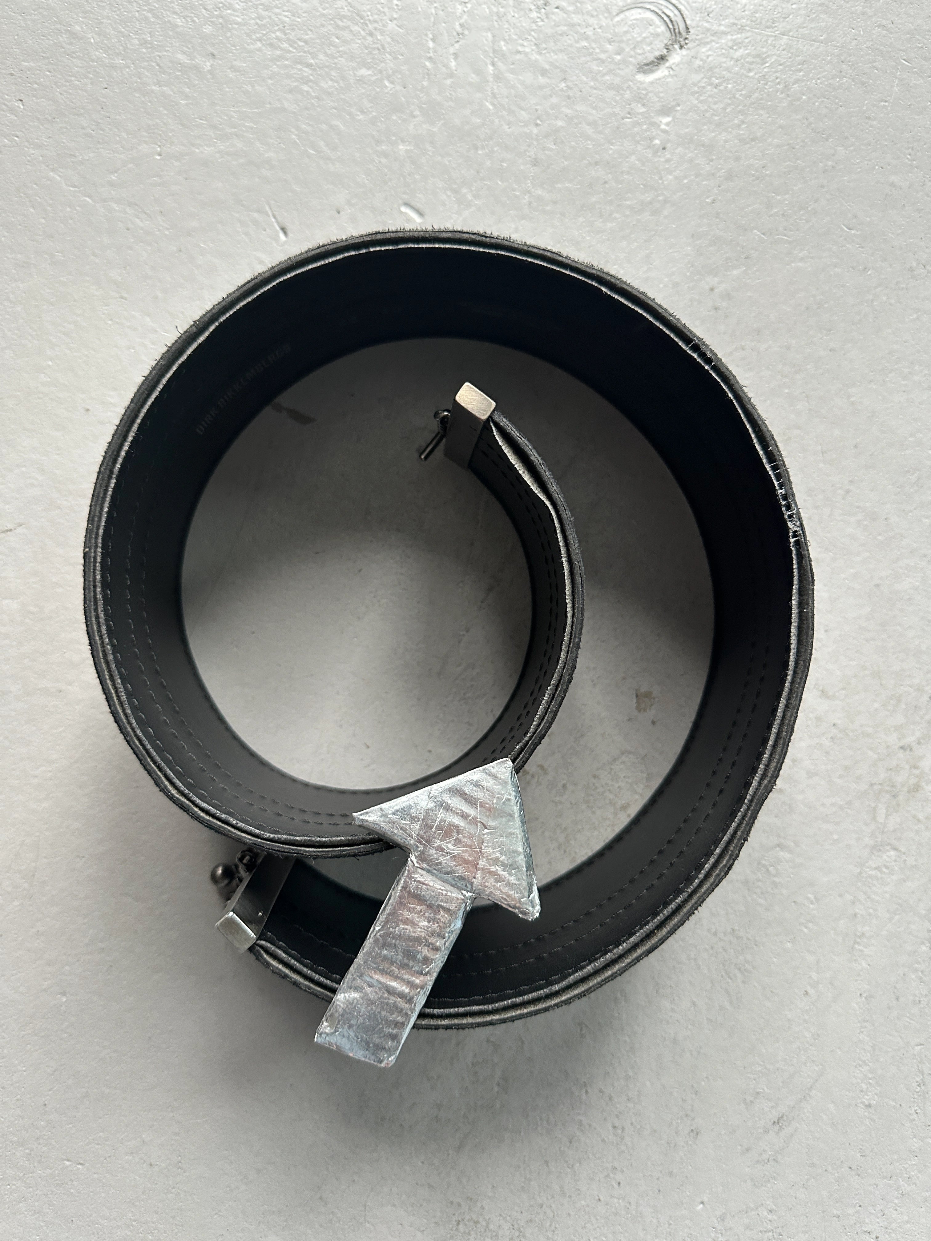 DIRK BIKKEMBERGS - S/S 1998 WIDE LEATHER BELT WITH METAL CHARM DETAIL