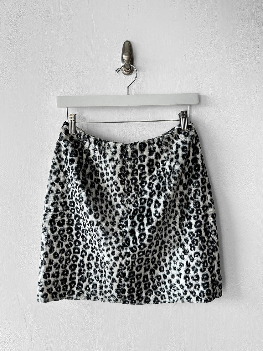 VERSUS BY GIANNI VERSACE - F/W 1994 LEOPARD PRINT FAUX FUR MINI SKIRT