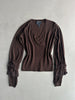ROBERTO CAVALLI - early 2000s V NECK SOFT KNIT WITH SHEER DETAIL AT SLEEVE