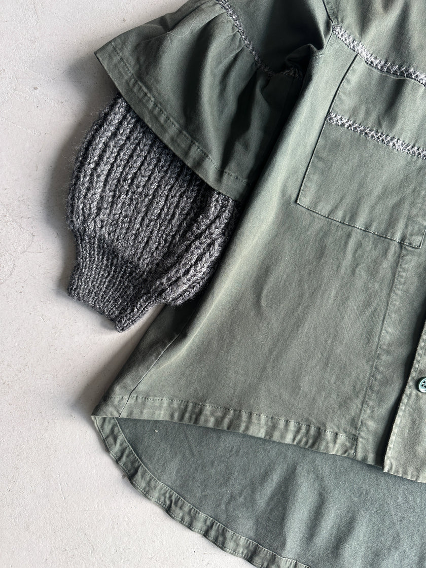 1990s ASYMMETRICAL SHIRT WITH WOOL LAYERED SLEEVE