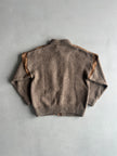 1980s CHUNKY KNIT PANELED JACKET WITH OVERSIZED LEATHER POCKETS