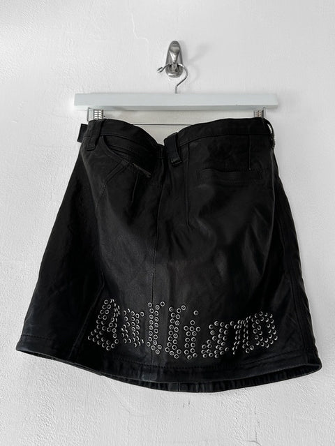 GALLIANO BY JOHN GALLIANO - F/W 2008 MINI LEATHER SKIRT WITH LOGO STUDS