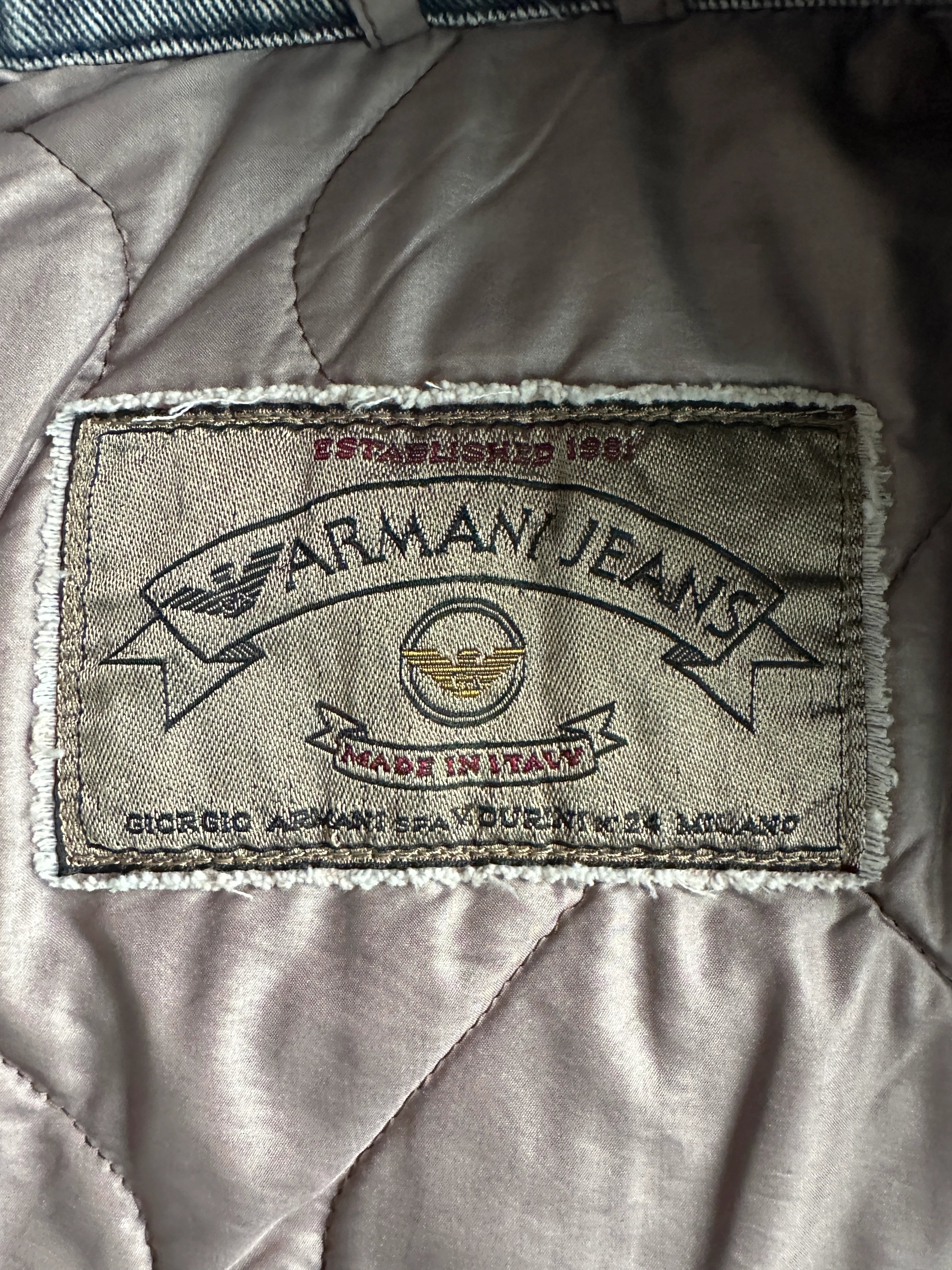 ARMANI JEANS - early 1990s WOOL LINING DENIM BOMBER JACKET