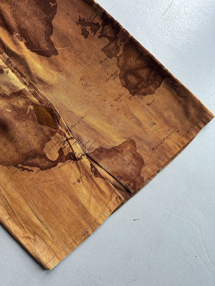 ALVIERO MARTINI - F/W 2003 MAP PRINT CORDUROY SKIRT