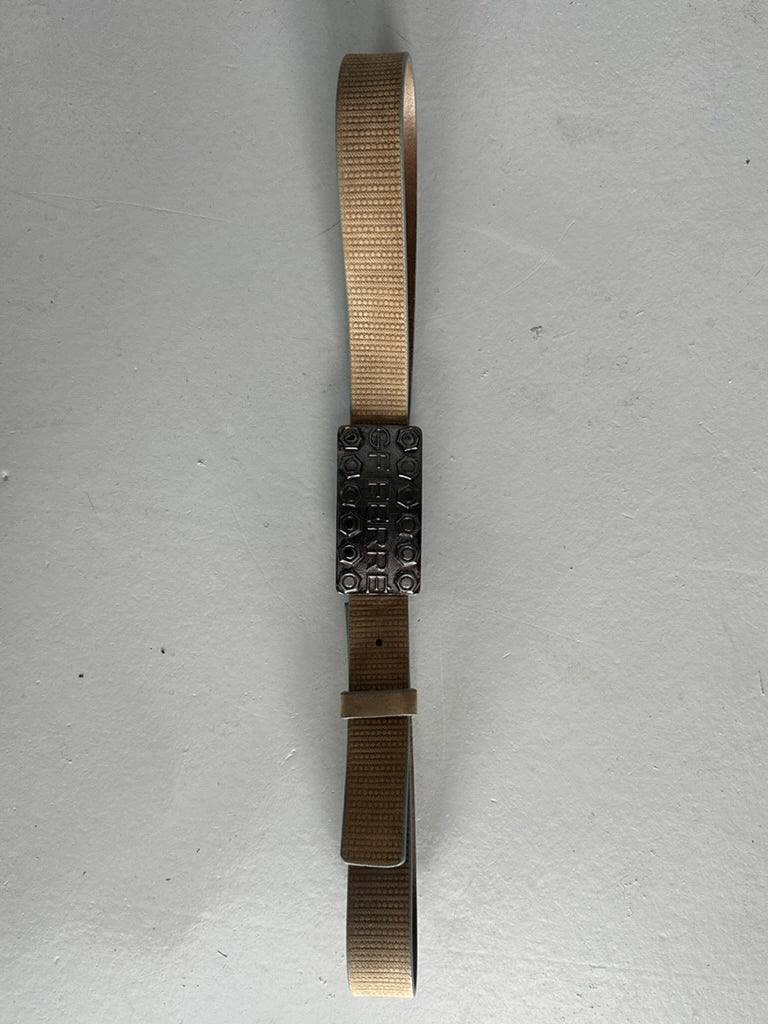 GIANFRANCO FERRÉ -  early 2000s WAXED LEATHER BELT WITH METAL BUCKLE