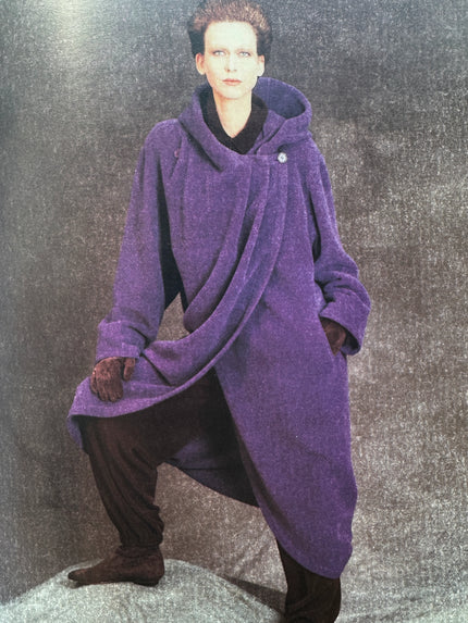 EMPORIO ARMANI – 1989/90 F/W DRAPED GREEN WOOL COAT WITH HOODED DETAILING