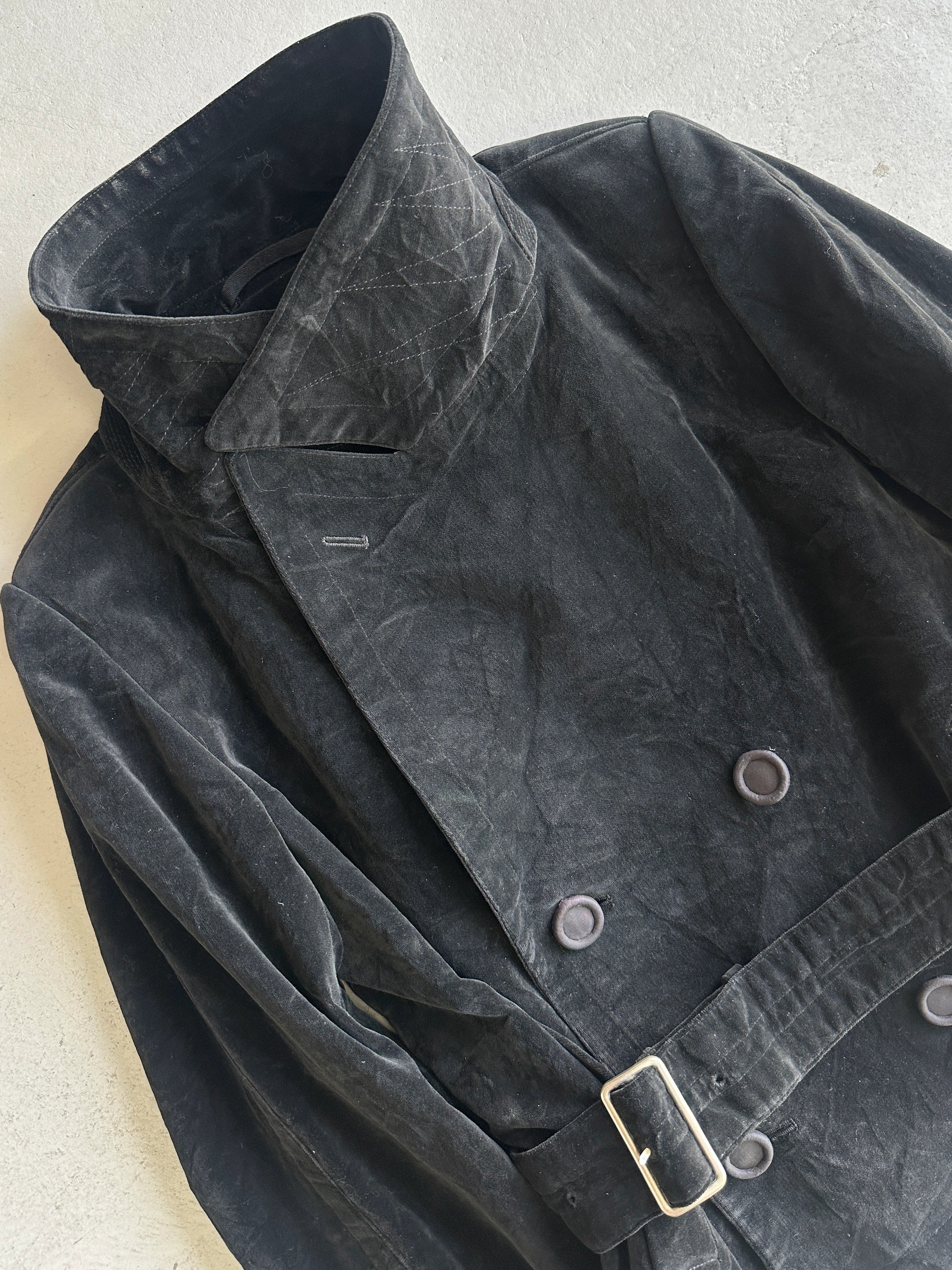 COMME DES GARÇONS - F/W 2001 DOUBLE BREASTED VELVET BELTED JACKET