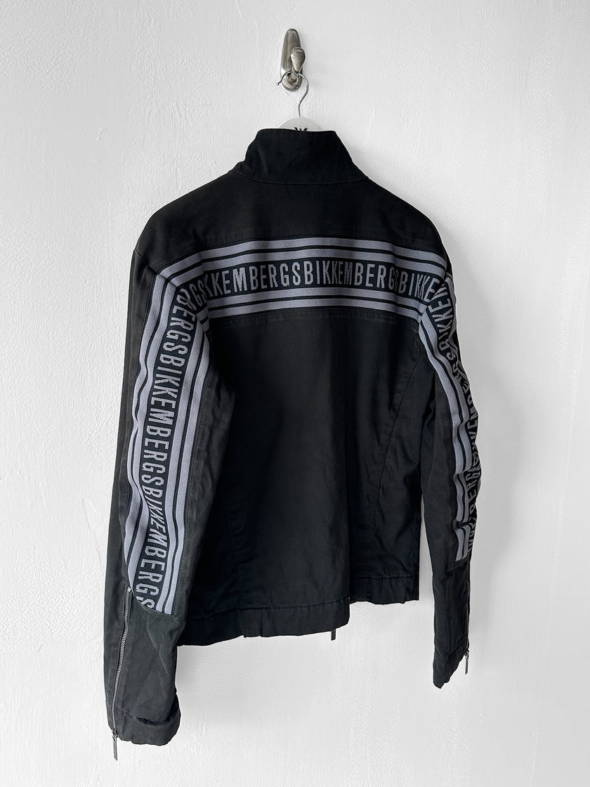 BIKKEMBERGS - early 2000s LOGO TAPE AT BACK BIKER JACKET