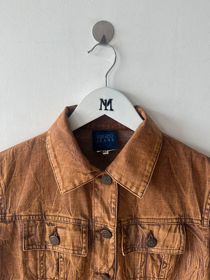 KENZO  - 1980s DENIM JACKET WITH CRINKLED EFFECT WASH