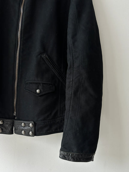 ANDREW MACKENZIE - early 2000s BIKER JACKET WITH LEATHER DETAILS