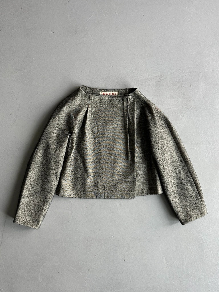 MARNI - 1990s CROP FIT HERRINGBONE BLAZER