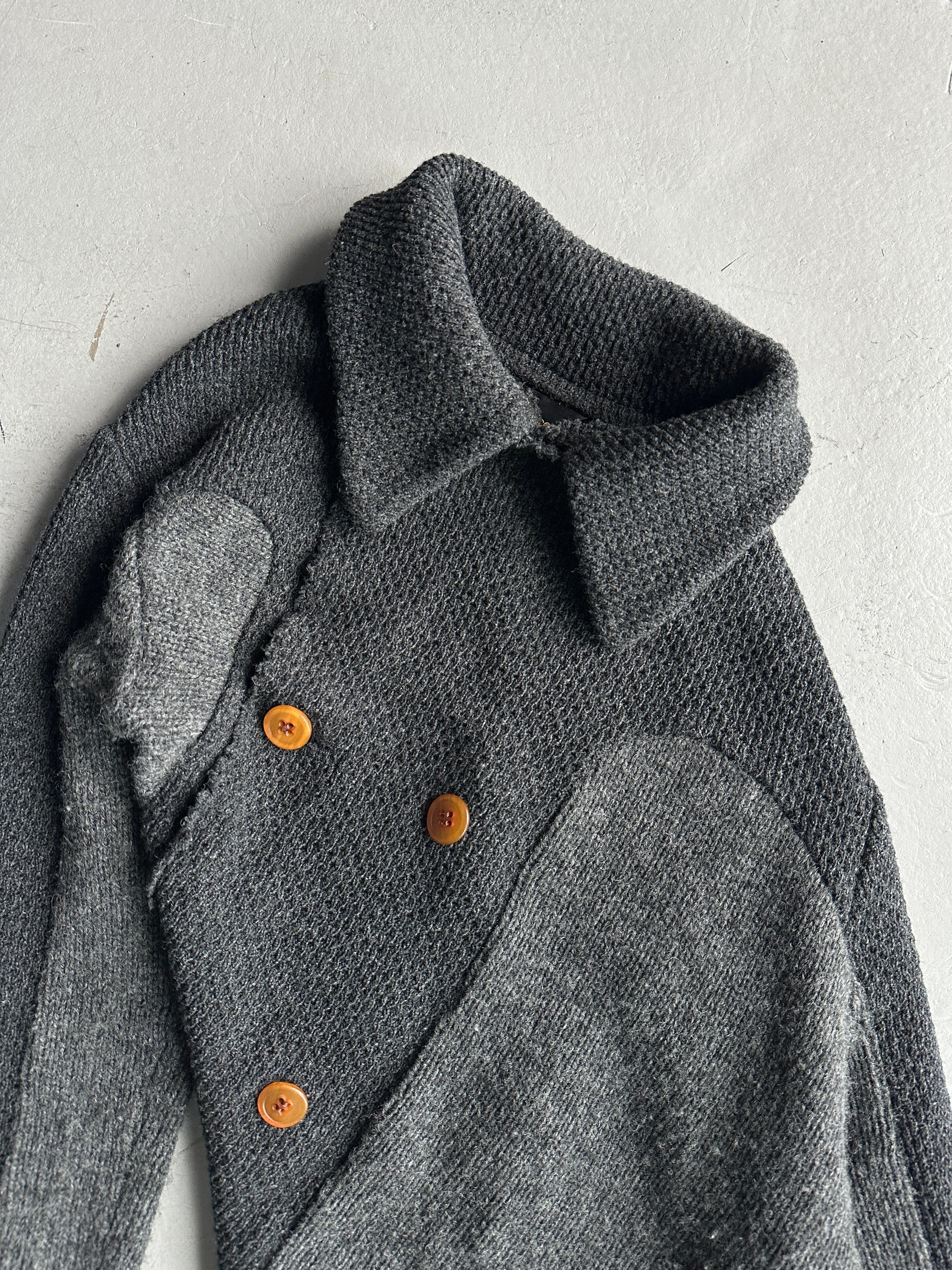 COMME DES GARÇONS - F/W 2002 ASYMMETRICAL KNIT TOP WITH FRONT AND BACK BUTTON EMBELLISHMENTS