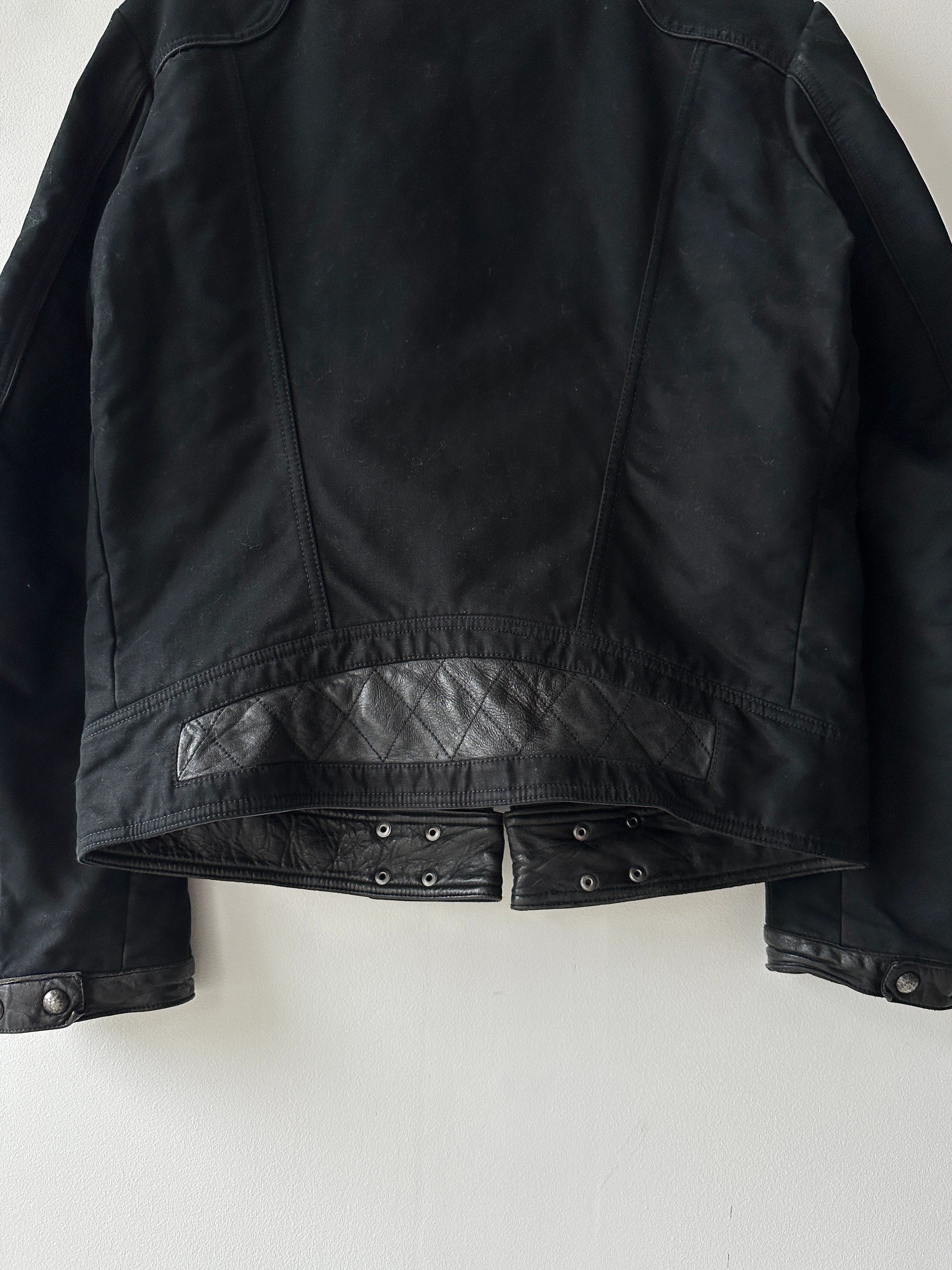 ANDREW MACKENZIE - early 2000s BIKER JACKET WITH LEATHER DETAILS