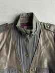 ESCADA - 1980s CONTRASTING LEATHER FRONT LAYERED JACKET