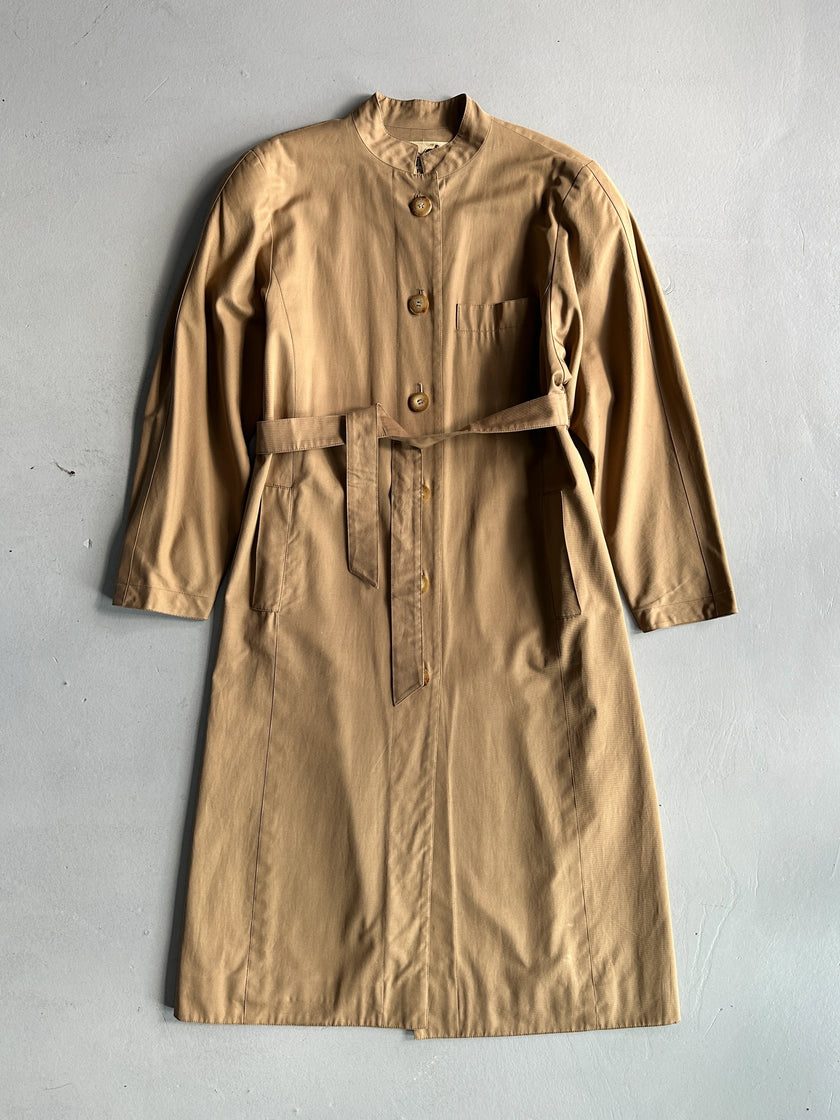 HERMÈS - 1970s MANDARIN COLLAR TRENCH COAT