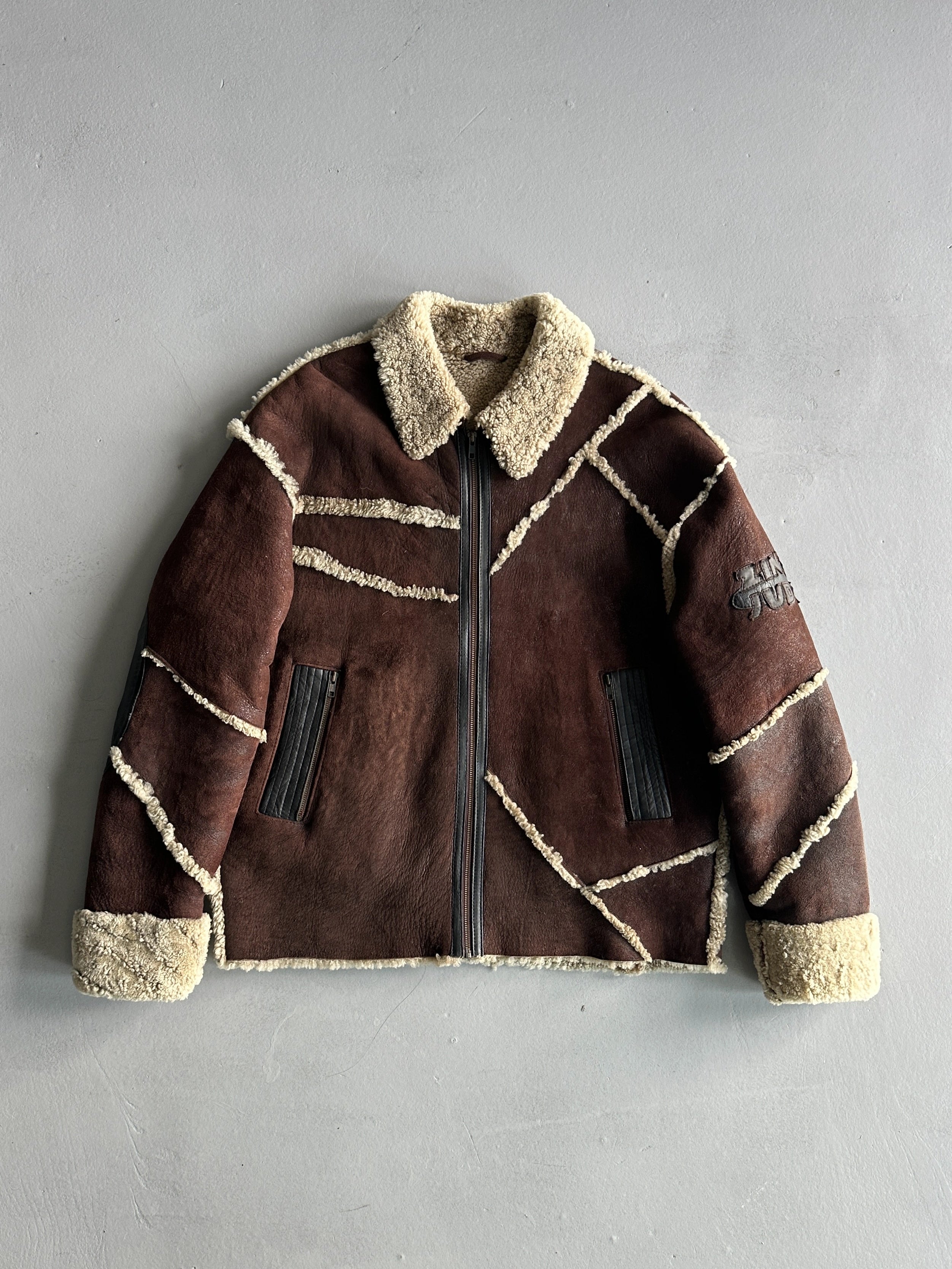 ZINO & JUDY - 1990s PANELED SHEARLING BOMBER JACKET