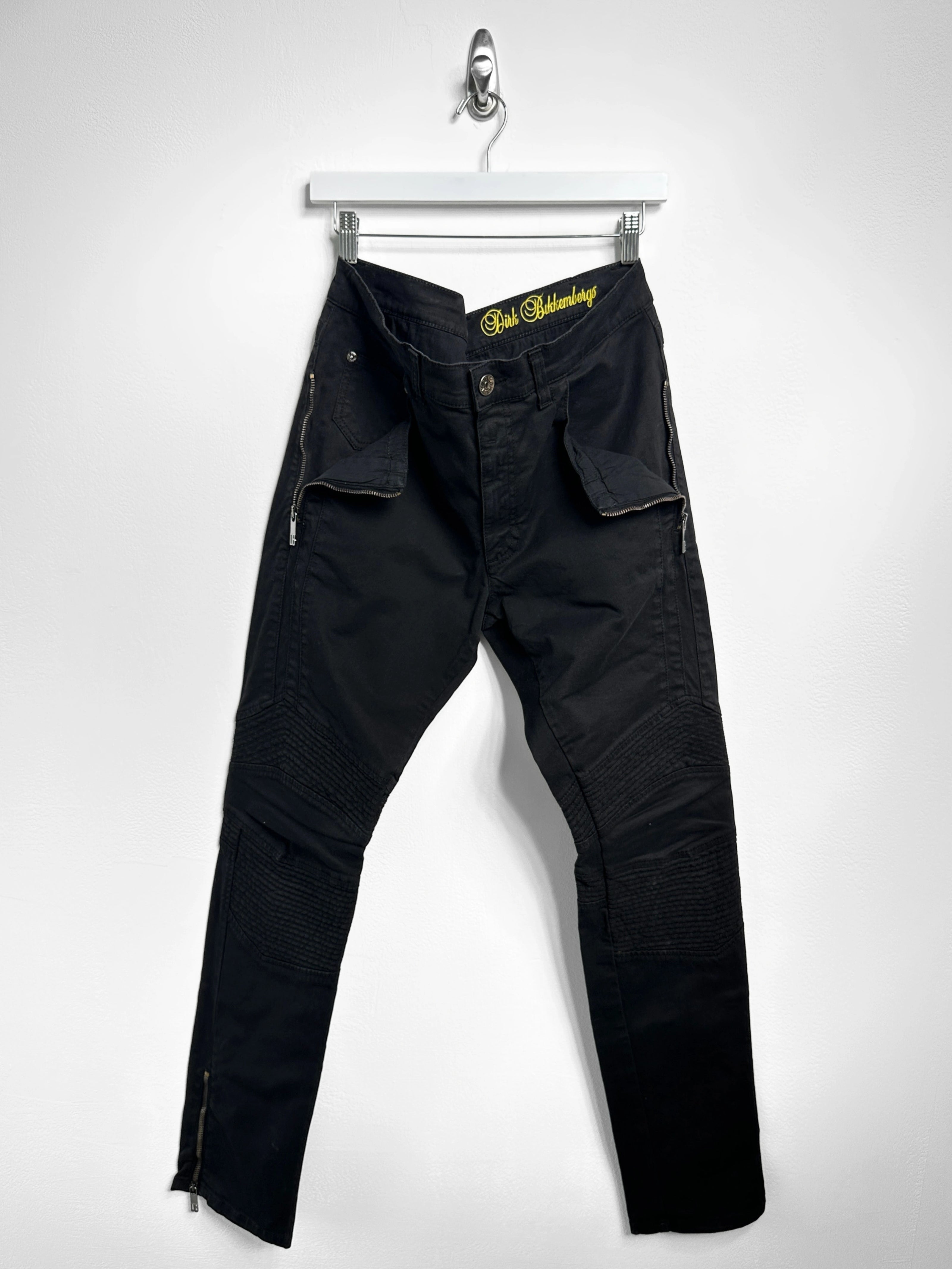 DIRK BIKKEMBERGS - early 2000s BIKER TROUSERS WITH ZIP DETAILS