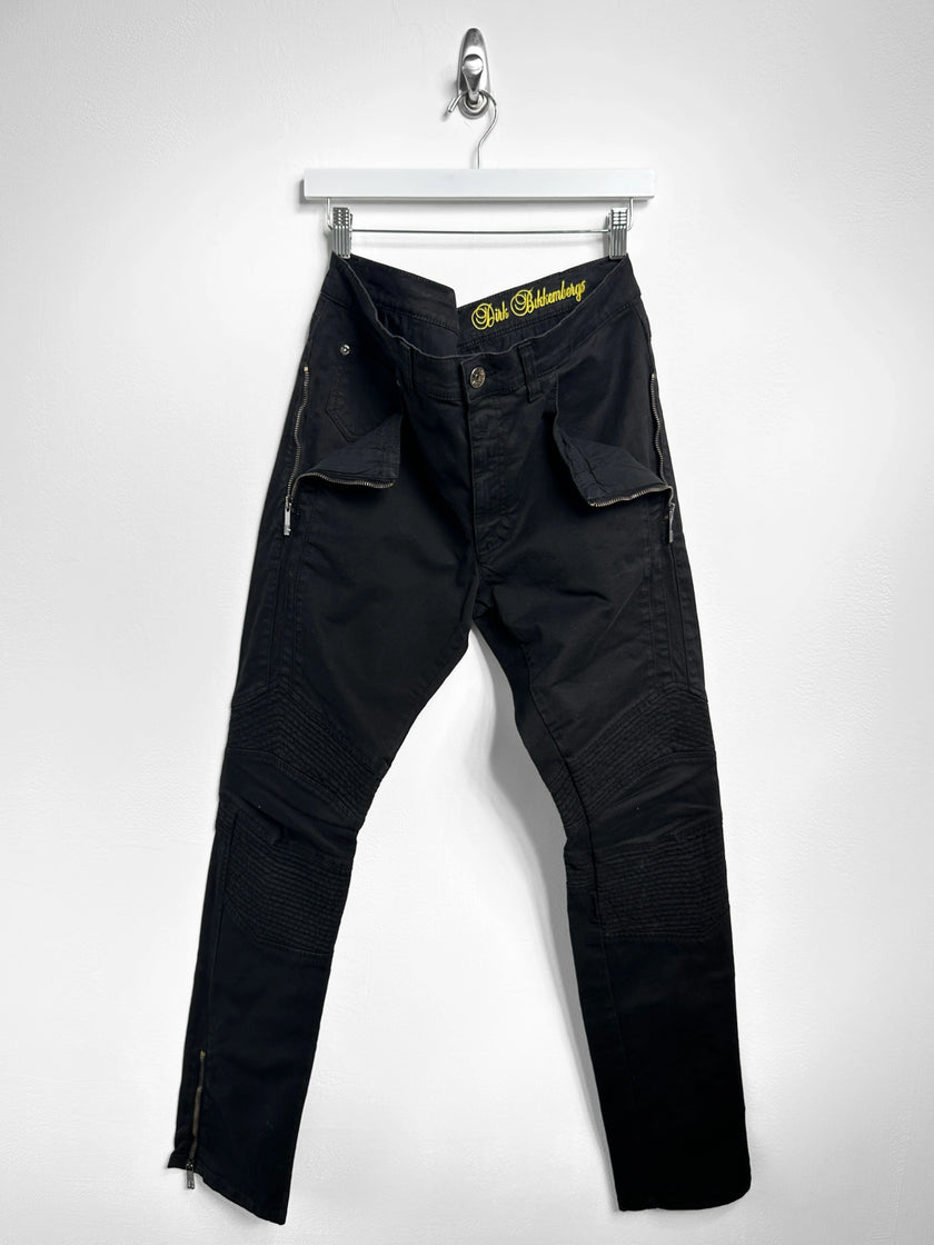 DIRK BIKKEMBERGS - early 2000s BIKER TROUSERS WITH ZIP DETAILS