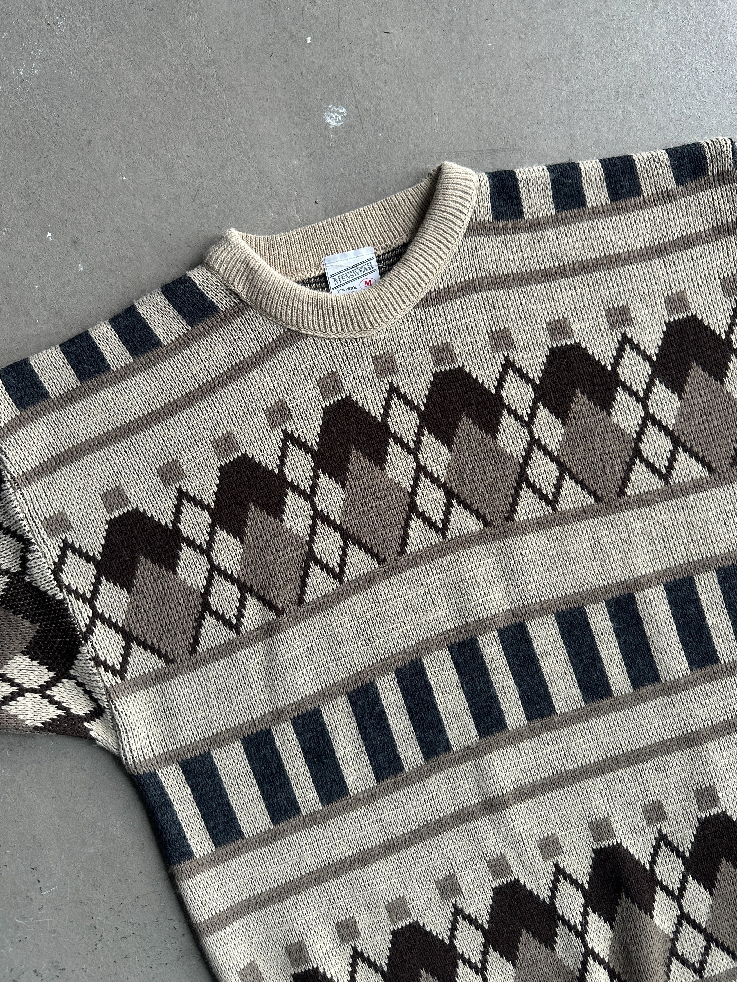 1990s JACQUARD KNIT ROUND NECK JUMPER