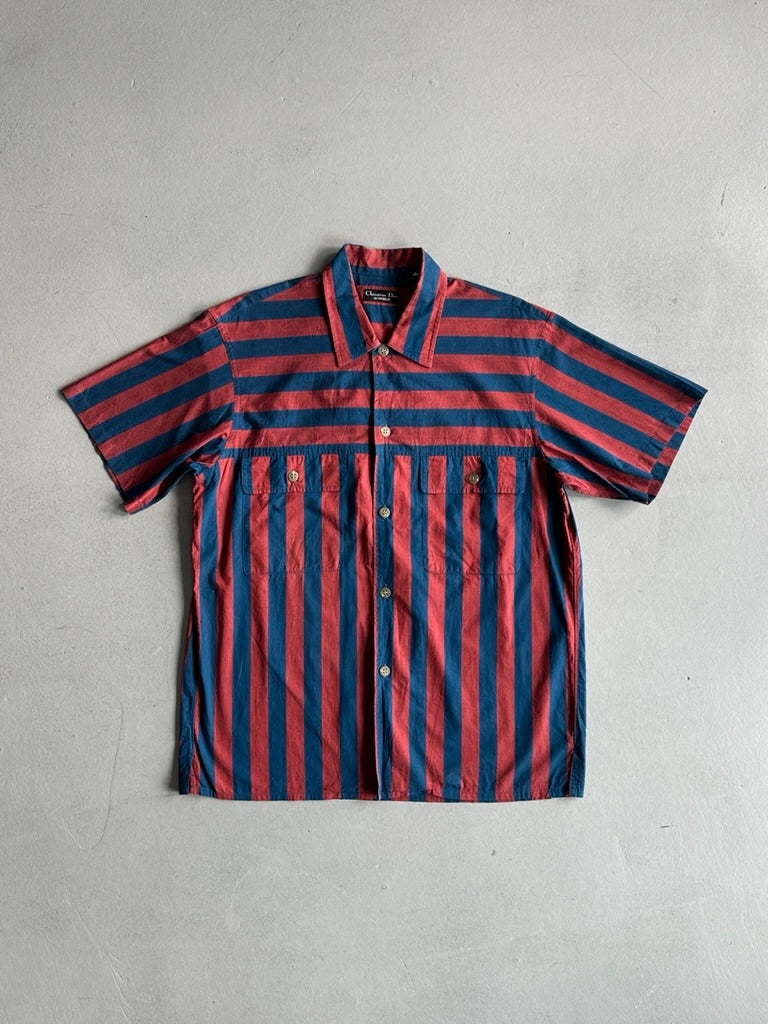 CHRISTIAN DIOR - 1990s STRIPED HALF SLEEVE SHIRT