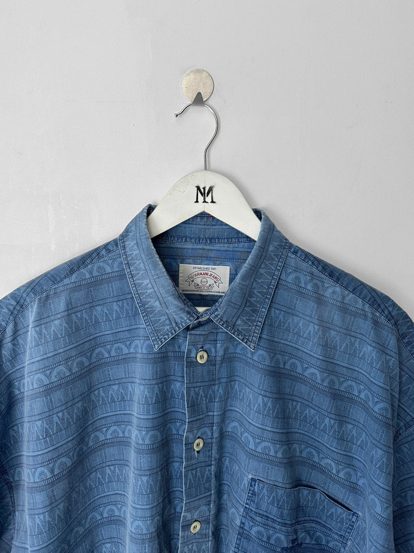 ARMANI JEANS - early 1990s JACQUARD PRINT SHORT SLEEVE SHIRT