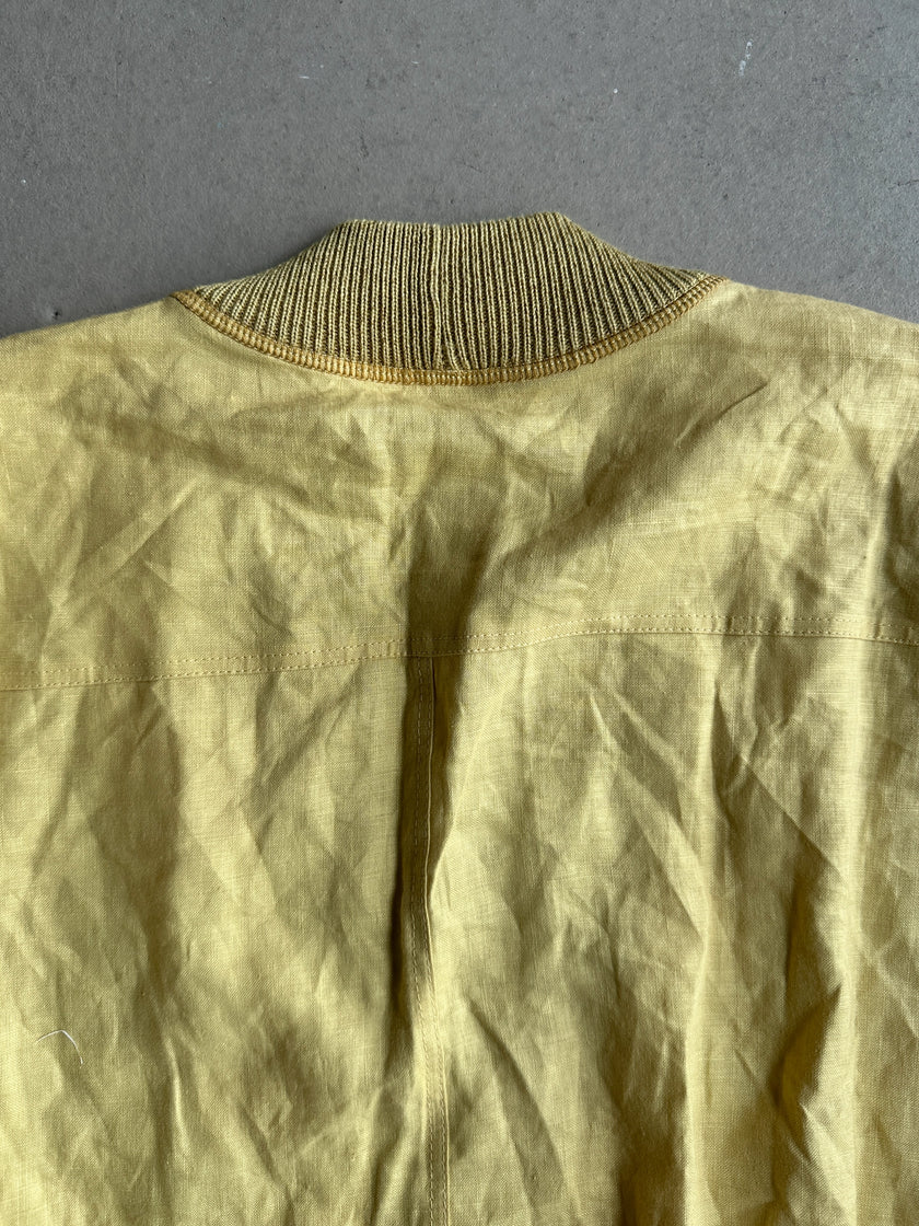 1980s LINEN CARDIGAN WITH KNITTED FRONT