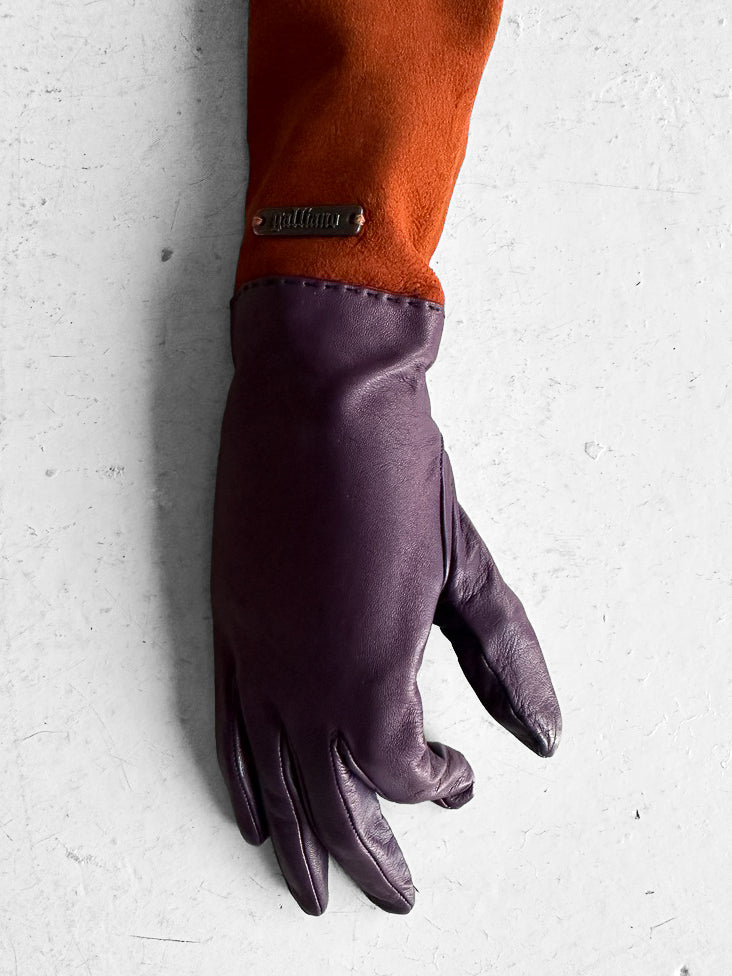 GALLIANO by JOHN GALLIANO - circa 2008 TWO TONE LEATHER AND SUEDE GLOVES
