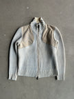 VERSACE - 2000s CHUNKY KNIT PANELED CARDIGAN WITH SUEDE BACK