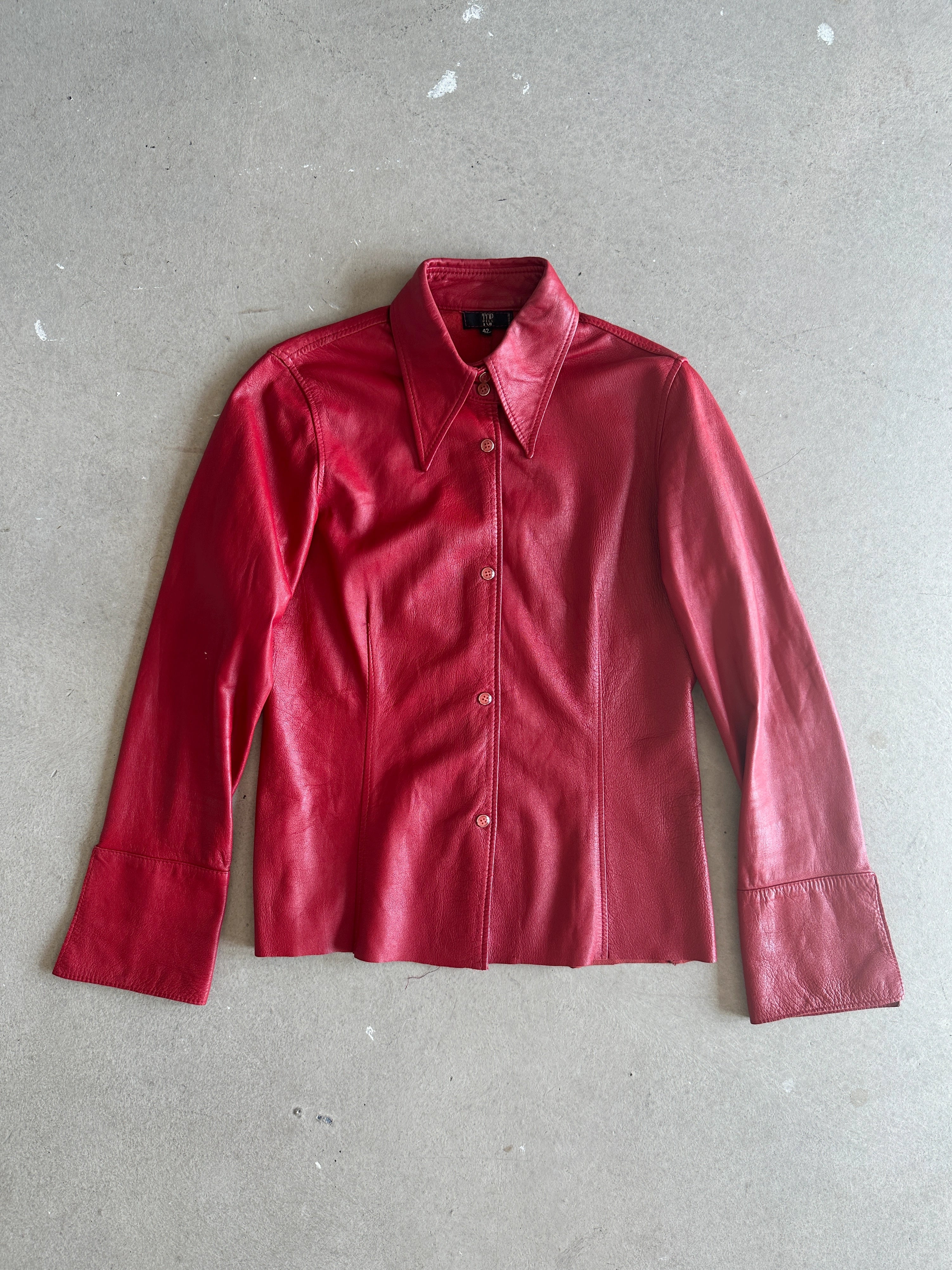 1970s POINTED COLLAR LEATHER SHIRT