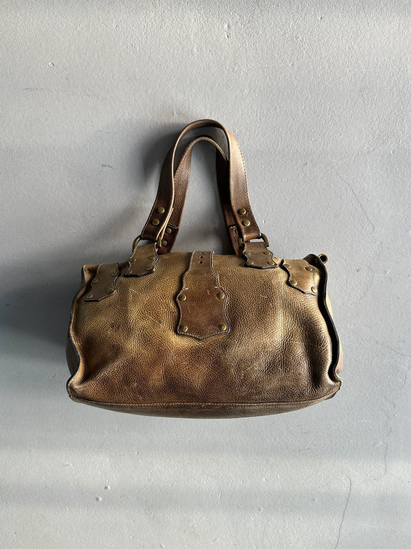 MULBERRY - 1990 DISTRESSED LEATHER ROXANNE BAG
