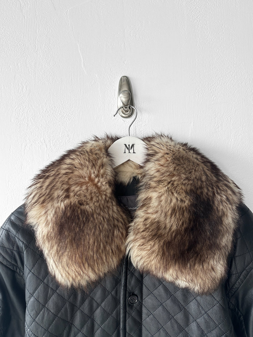KANSAI YAMAMOTO - 1990s BOXY FIT JACKET WITH DETACHABLE FUR COLLAR