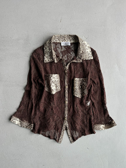 2000s LACE SHIRT WITH SNAKESKIN DETAILS